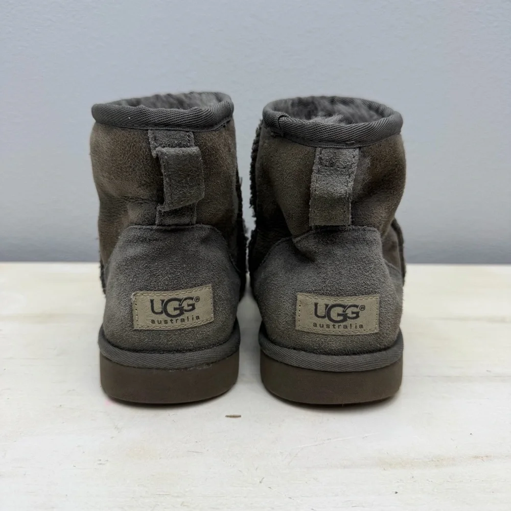 Ugg Grey Suede Classic Mini Boots Size 6